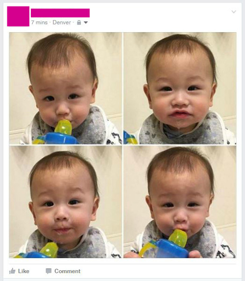 four photos of a baby